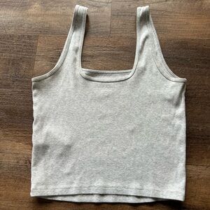 Gray Women's Abercrombie square neck cropped Tank Top